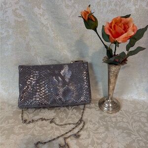Caroline Hill Metallic Faux Snakeskin Evening Shoulder Bag or Clutch